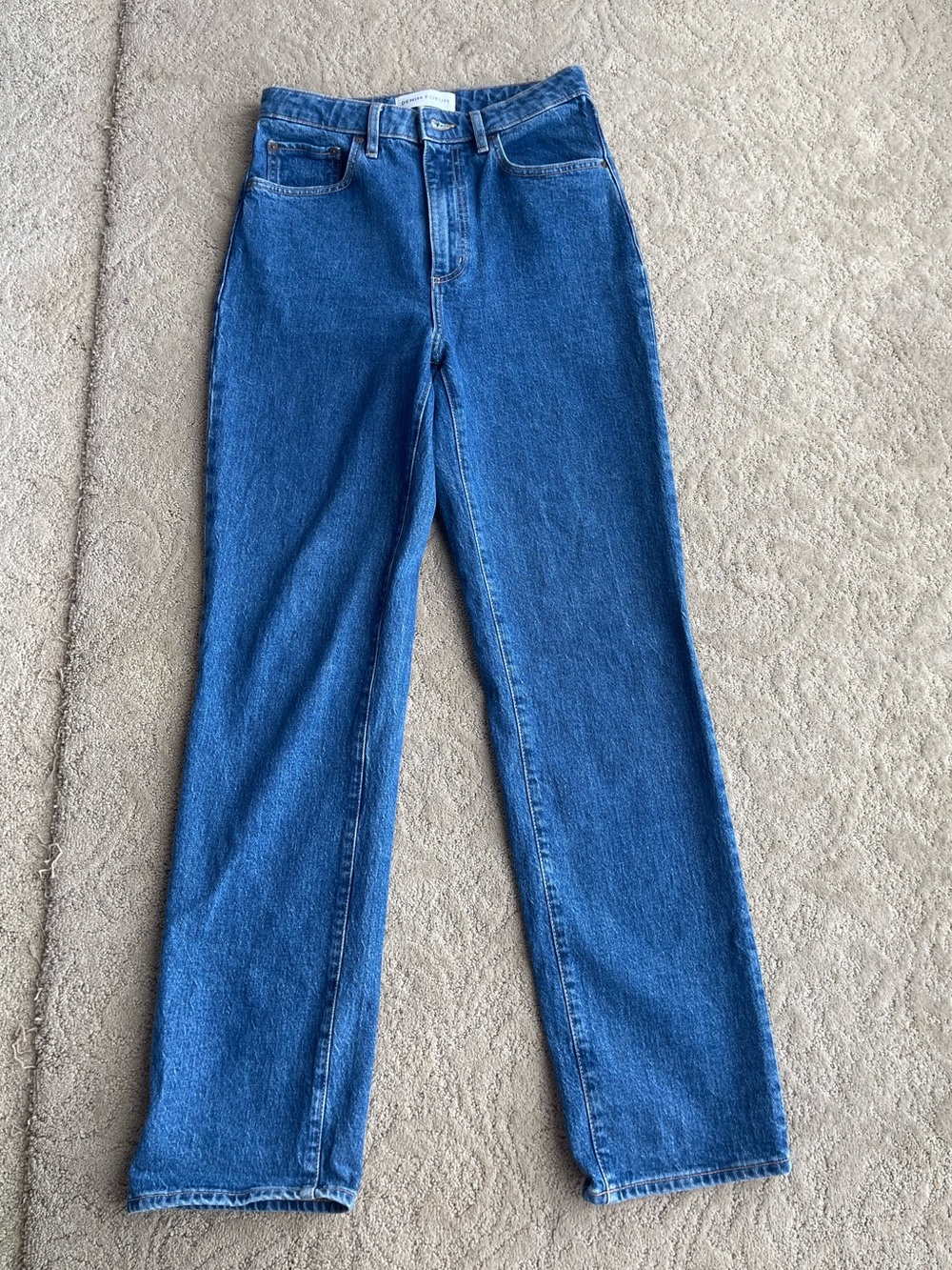 Aritzia High-Rise Straight-Leg Jeans in Medium Blue